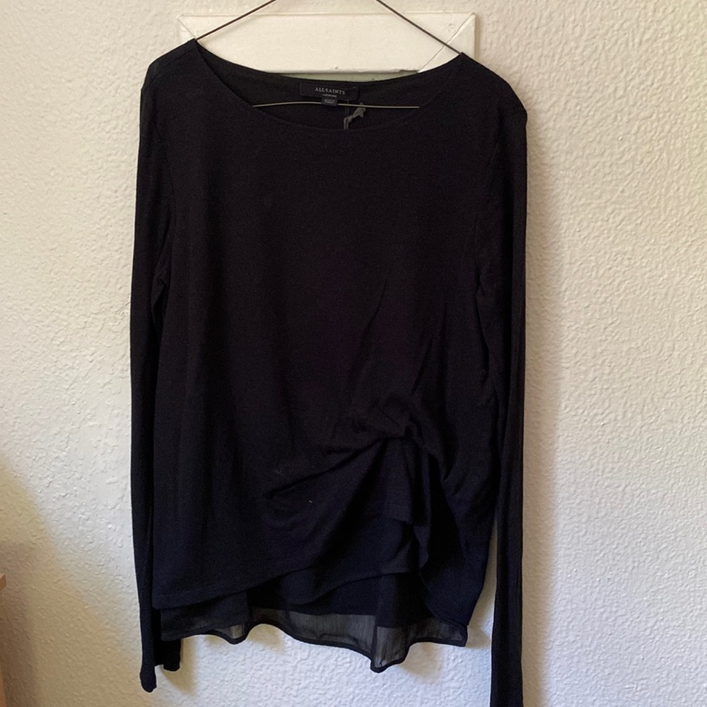 All Saints cotton/linen tshirt with ruched detail